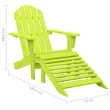 Sedia Giardino Adirondack con Ottomana Massello di Abete Verde