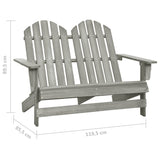 Sedia da Giardino Adirondack a 2 Posti in Legno di Abete Grigia