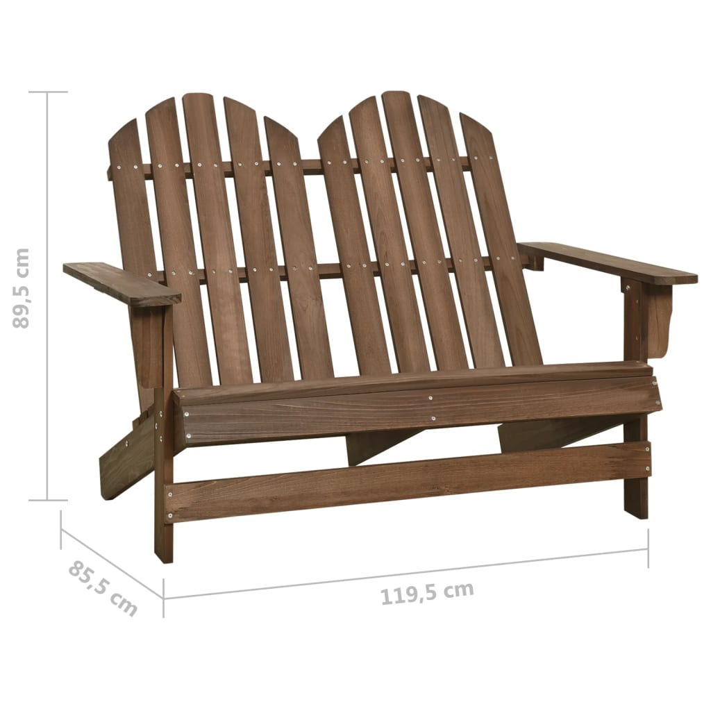 Sedia da Giardino Adirondack a 2 Posti Legno di Abete Marrone