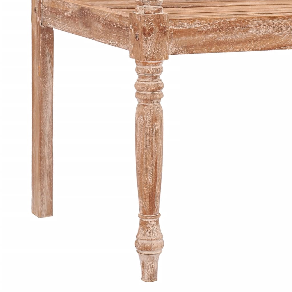 Panca Batavia 120 cm Bianco Slavato in Legno Massello di Teak