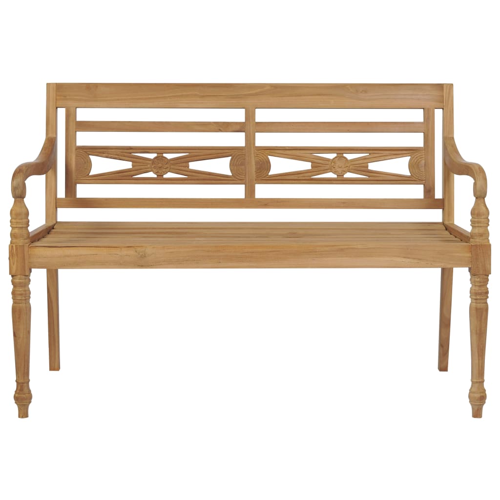 Panca Batavia con Cuscino Antracite 120 cm in Massello di Teak