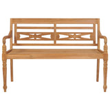 Panca Batavia con Cuscino Antracite 120 cm in Massello di Teak