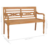 Panca Batavia con Cuscino Antracite 120 cm in Massello di Teak