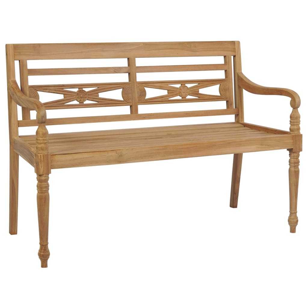 Panca Batavia con Cuscino Crema 120 cm Massello di Teak