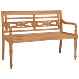 Panca Batavia con Cuscino Crema 120 cm Massello di Teak