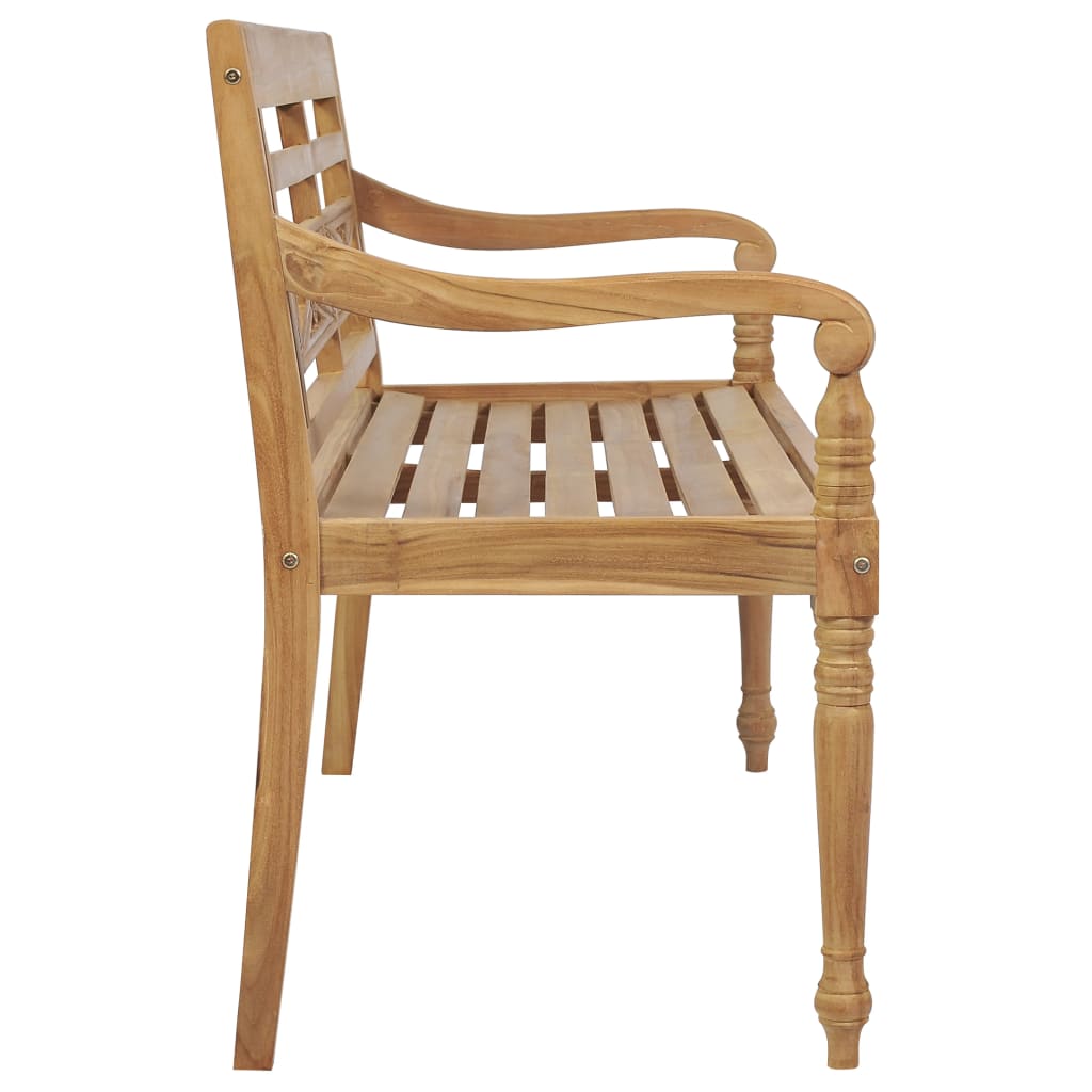 Panca Batavia con Cuscino Crema 120 cm Massello di Teak