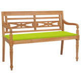 Panca Batavia e Cuscino Verde Brillante 120 cm Massello di Teak