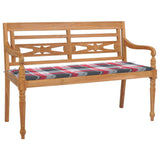 Panchina Batavia Cuscino a Quadri Rosso 120cm Teak Massello