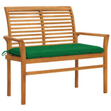 Panca da Giardino con Cuscino Verde 112 cm in Legno di Teak