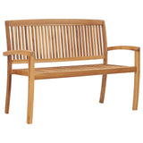 Panchina da Giardino Impilabile e Cuscino 128,5cm Teak Massello