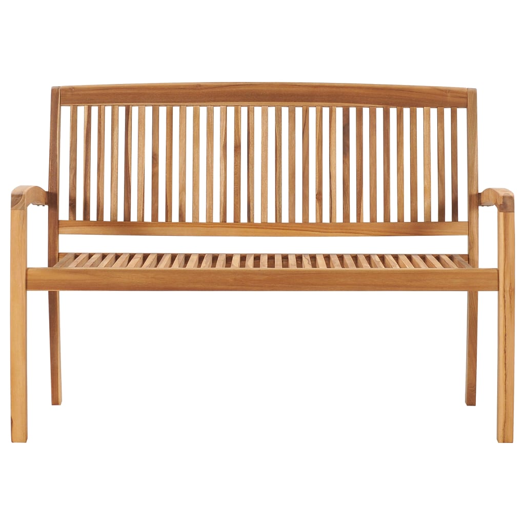 Panchina da Giardino Impilabile e Cuscino 128,5cm Teak Massello