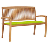 Panchina da Giardino Impilabile e Cuscino 128,5cm Teak Massello