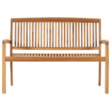 Panchina da Giardino Impilabile e Cuscino 128,5cm Teak Massello