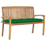 Panchina da Giardino Impilabile e Cuscino 128,5cm Teak Massello