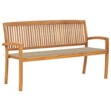 Panchina da Giardino Impilabile con Cuscino 159cm Teak Massello