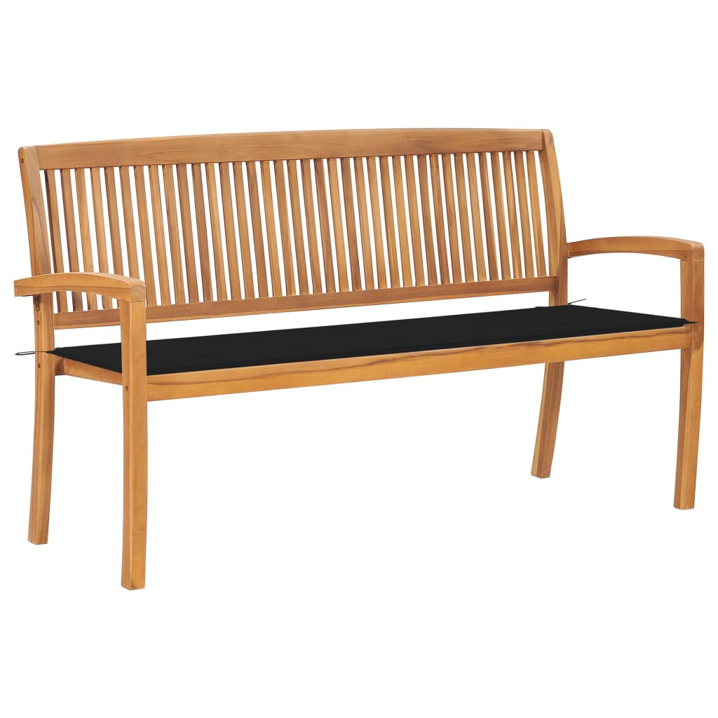 Panchina da Giardino Impilabile con Cuscino 159cm Teak Massello