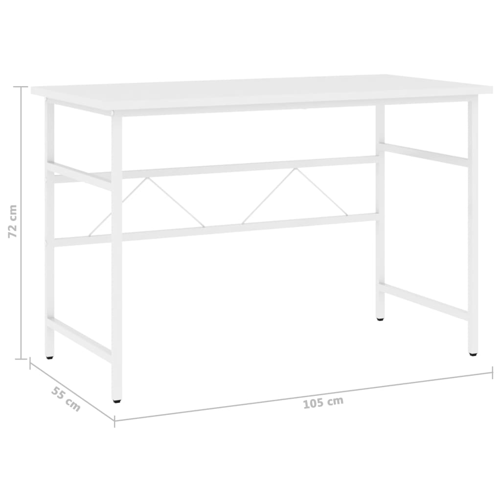 Scrivania per Computer Bianca 105x55x72 cm in MDF e Metallo