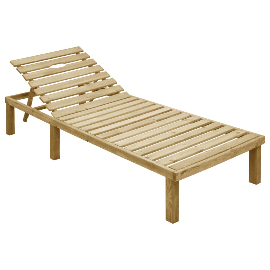 Lettino da Giardino con Cuscino Crema Legno Pino Impregnato