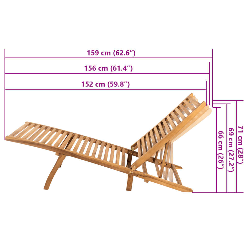 Lettino Prendisole in Legno Massello di Teak