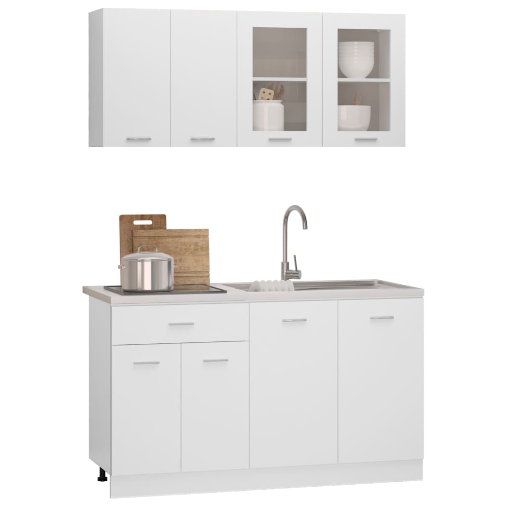 Set Armadi da Cucina 4 pz Bianco in Truciolato