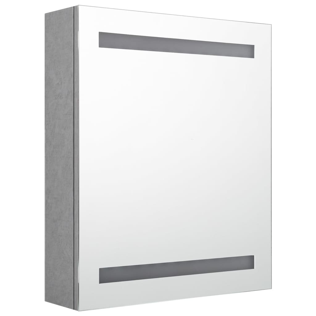 Armadietto Bagno con Specchio e LED Grigio Cemento 50x14x60 cm