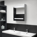 Armadietto Bagno con Specchio e LED Grigio Cemento 50x14x60 cm