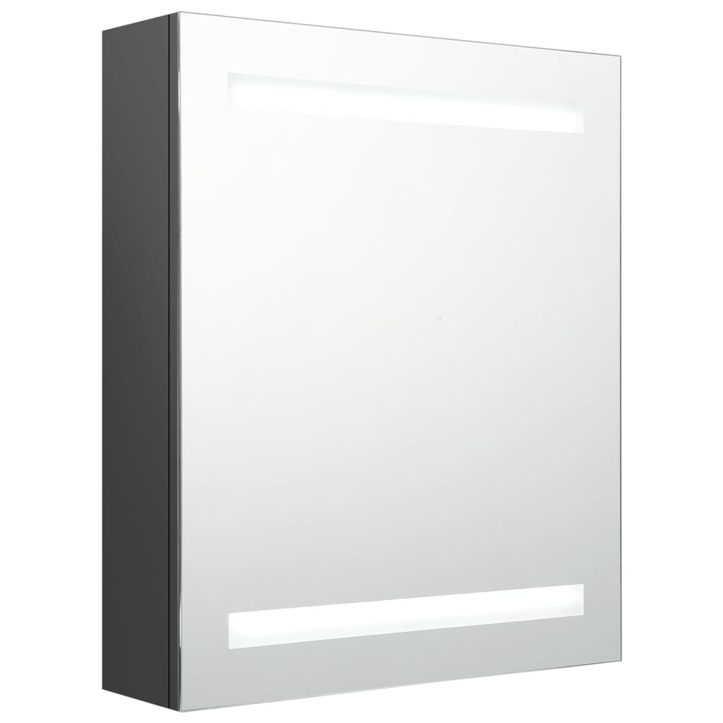 Armadietto Bagno con Specchio e LED Grigio 50x14x60 cm