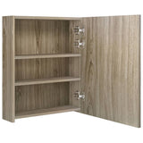 Armadietto Bagno con Specchio e LED Rovere 50x14x60 cm