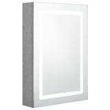 Armadietto Bagno con Specchio e LED Grigio Cemento 50x13x70 cm