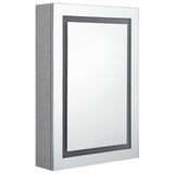 Armadietto Bagno con Specchio e LED Grigio Cemento 50x13x70 cm