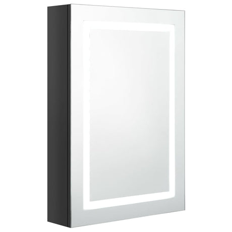 Armadietto Bagno con Specchio e LED Nero Lucido 50x13x70 cm