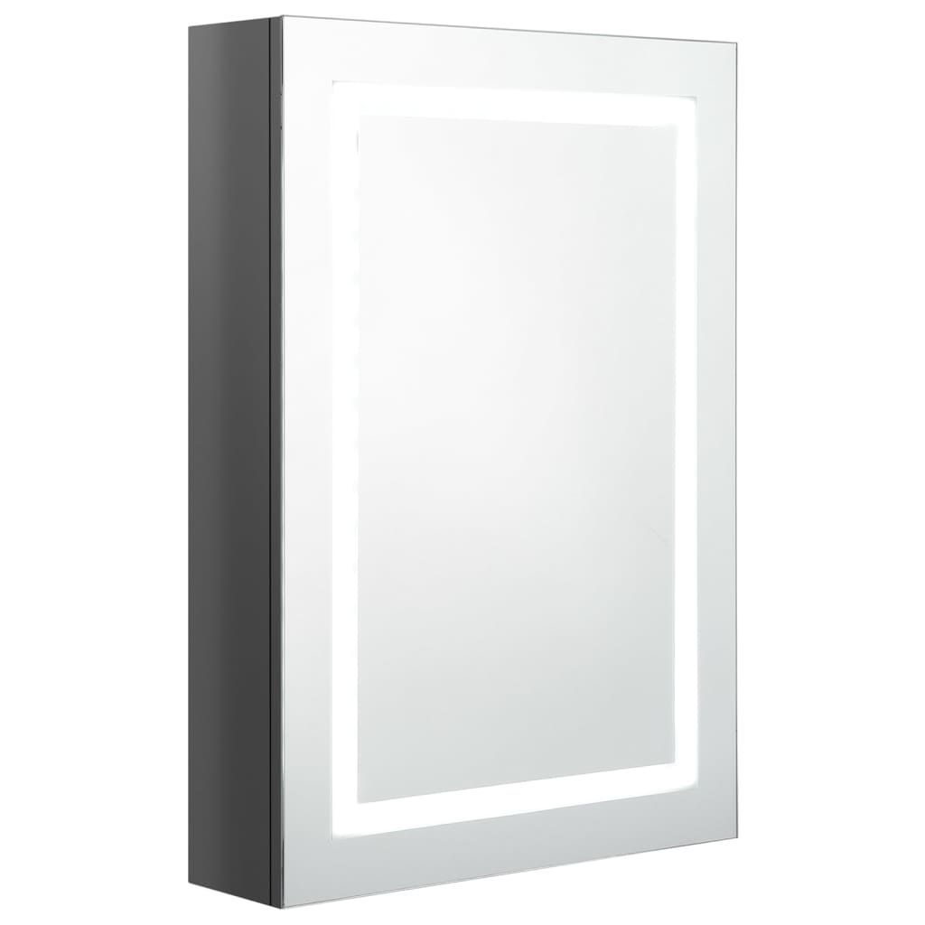 Armadietto Bagno con Specchio e LED Grigio Lucido 50x13x70 cm