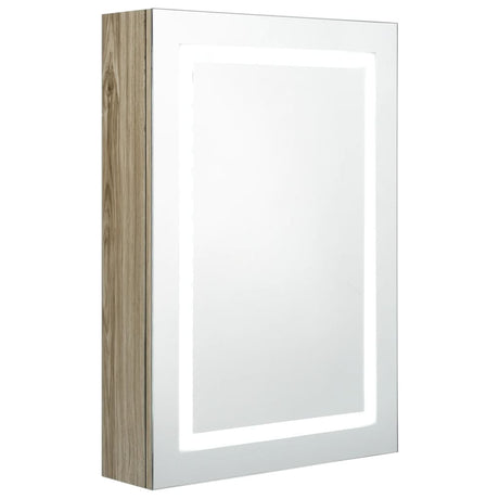 Armadietto Bagno con Specchio e LED Rovere 50x13x70 cm