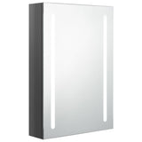 Armadietto Bagno con Specchio e LED Grigio Lucido 50x13x70 cm