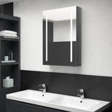 Armadietto Bagno con Specchio e LED Grigio Lucido 50x13x70 cm