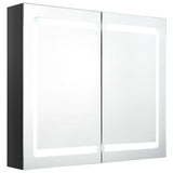 Armadietto Bagno con Specchio e LED Nero Lucido 80x12x68 cm