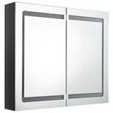 Armadietto Bagno con Specchio e LED Nero Lucido 80x12x68 cm