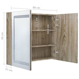 Armadietto Bagno con Specchio e LED Rovere 80x12x68 cm