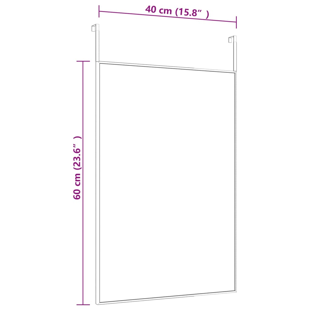 Specchio da Porta Nero 40x60 cm in Vetro e Alluminio