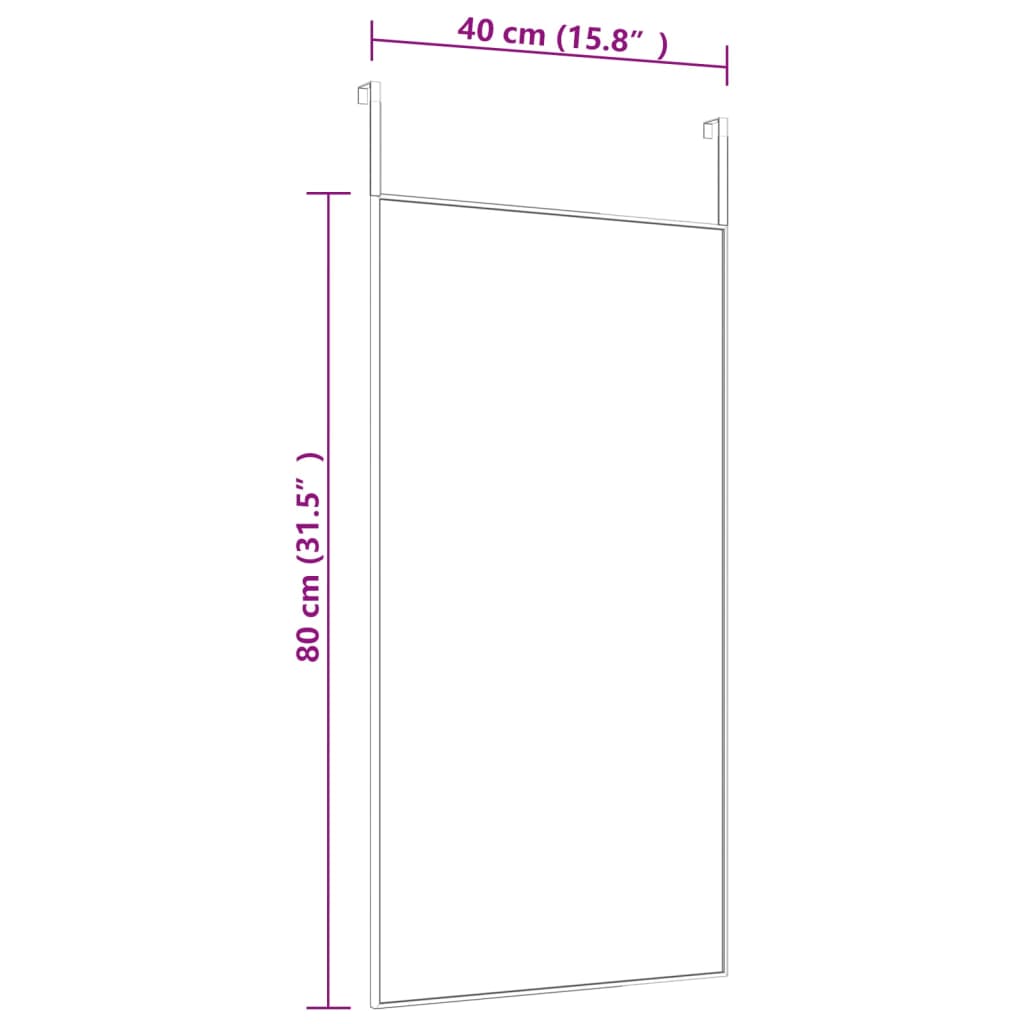 Specchio da Porta Nero 40x80 cm in Vetro e Alluminio