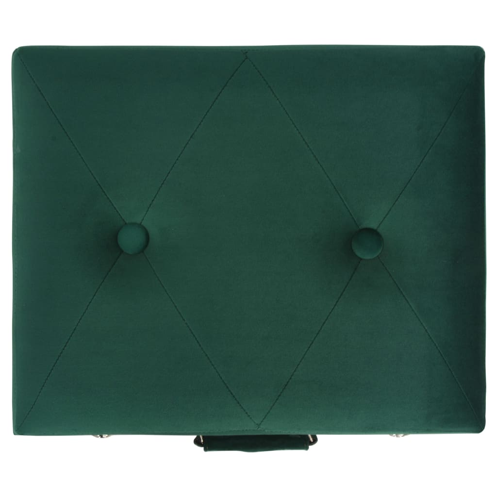 Sgabello con Contenitore 40 cm in Velluto Verde