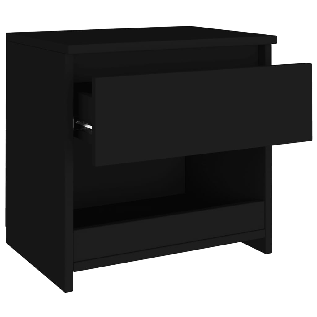 Comodino Nero 40x30x39 cm in Legno Multistrato