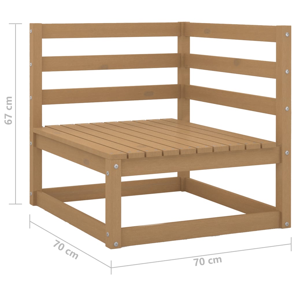 Divano Angolare da Giardino Miele in Legno Massello di Pino