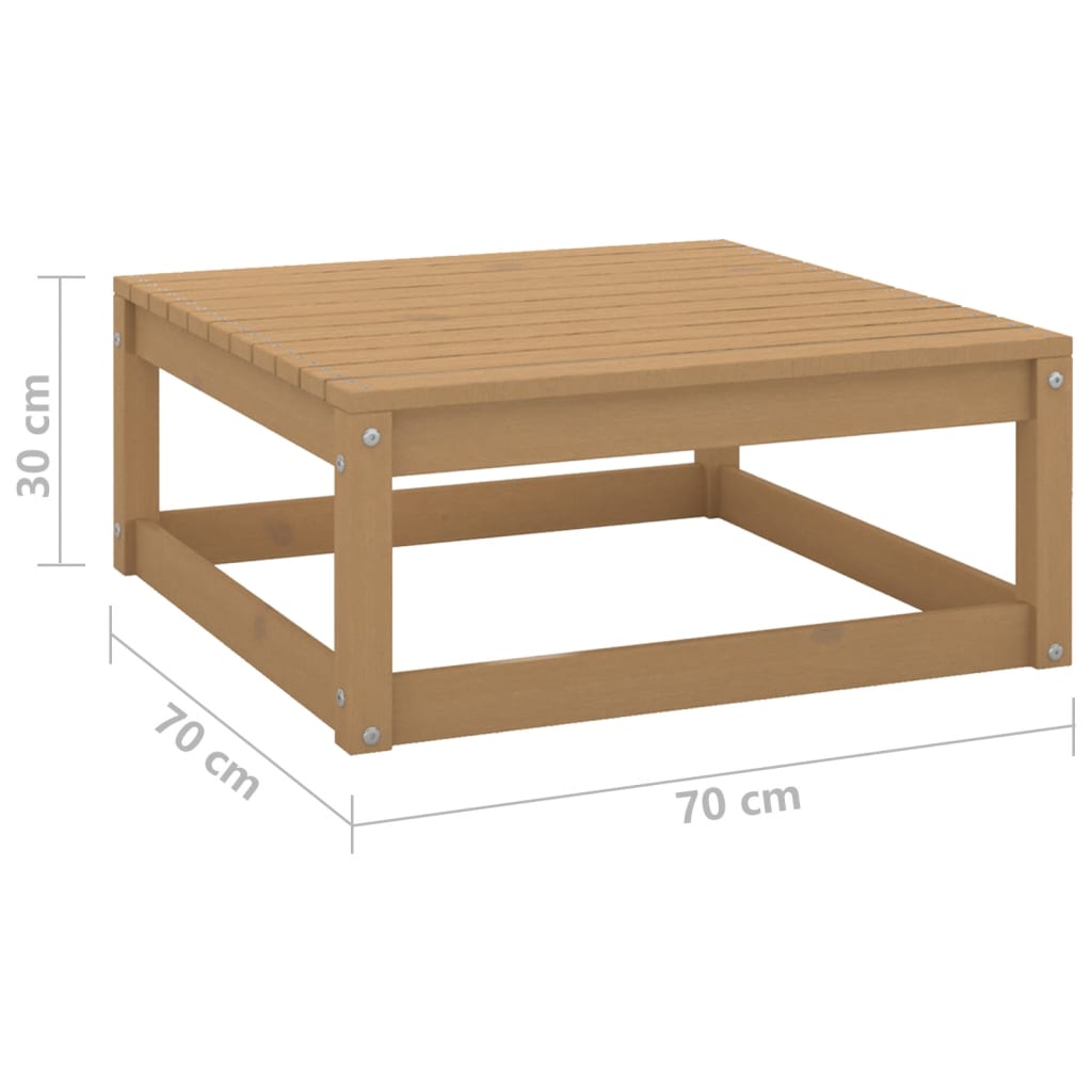 Poggiapiedi da Giardino 70x70x30 cm Miele in Legno di Pino