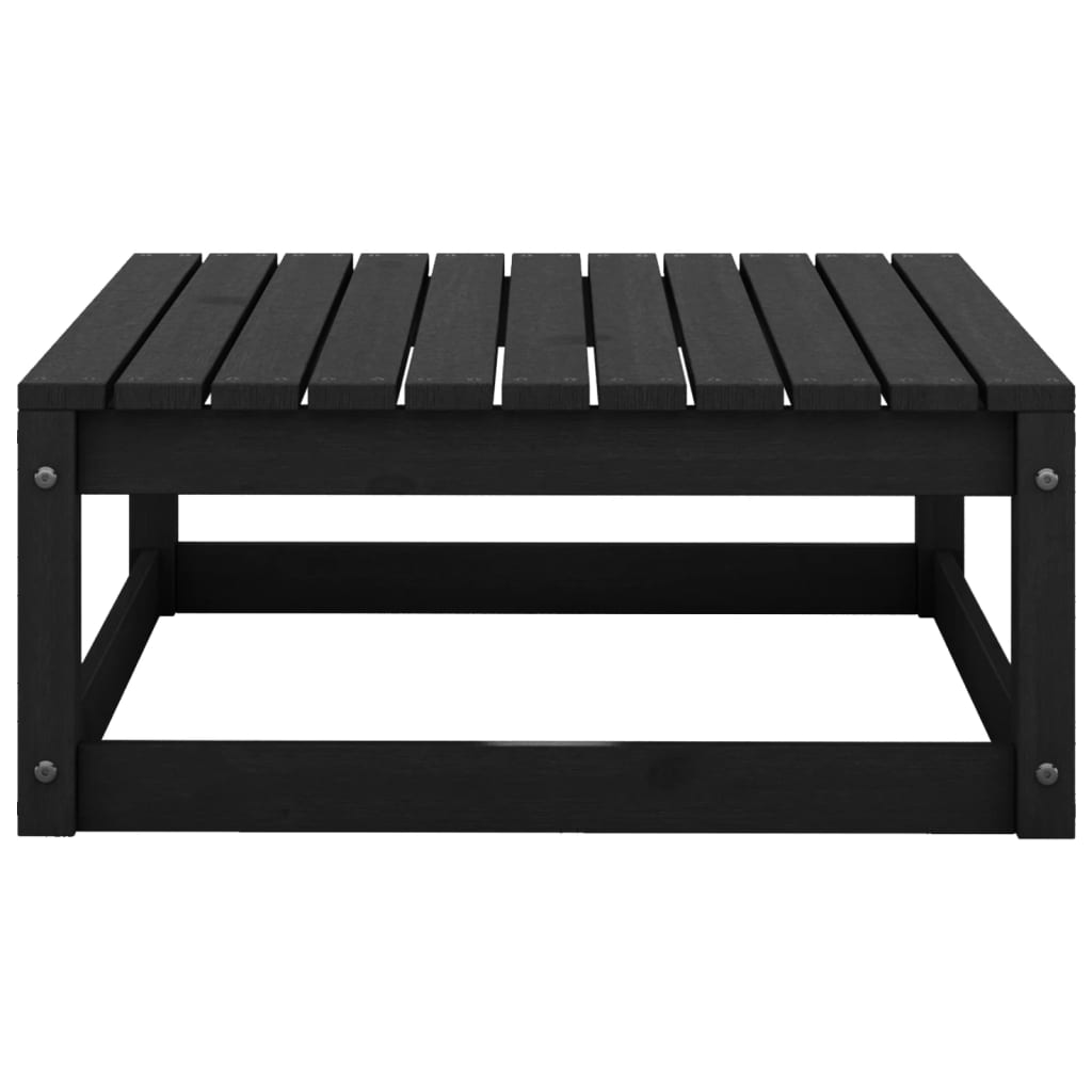 Poggiapiedi da Giardino 70x70x30 cm Nero Legno Massello di Pino