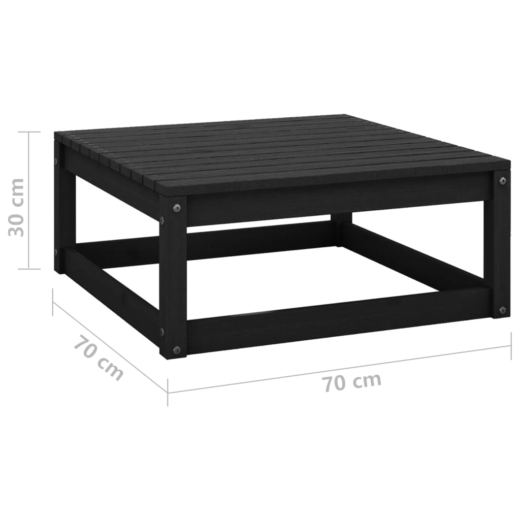 Poggiapiedi da Giardino 70x70x30 cm Nero Legno Massello di Pino