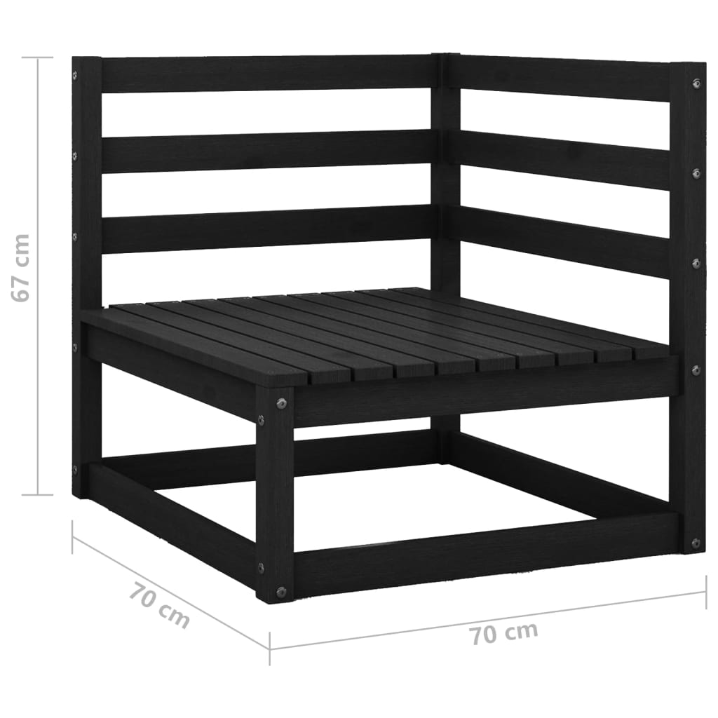 Set Divani da Giardino 2 pz Nero in Legno Massello di Pino