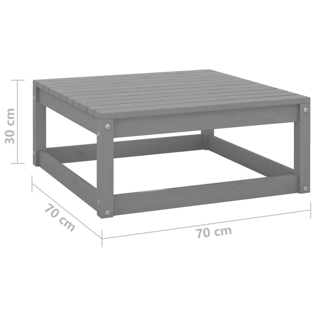 Set Divani da Giardino 2 pz Grigio in Legno Massello di Pino