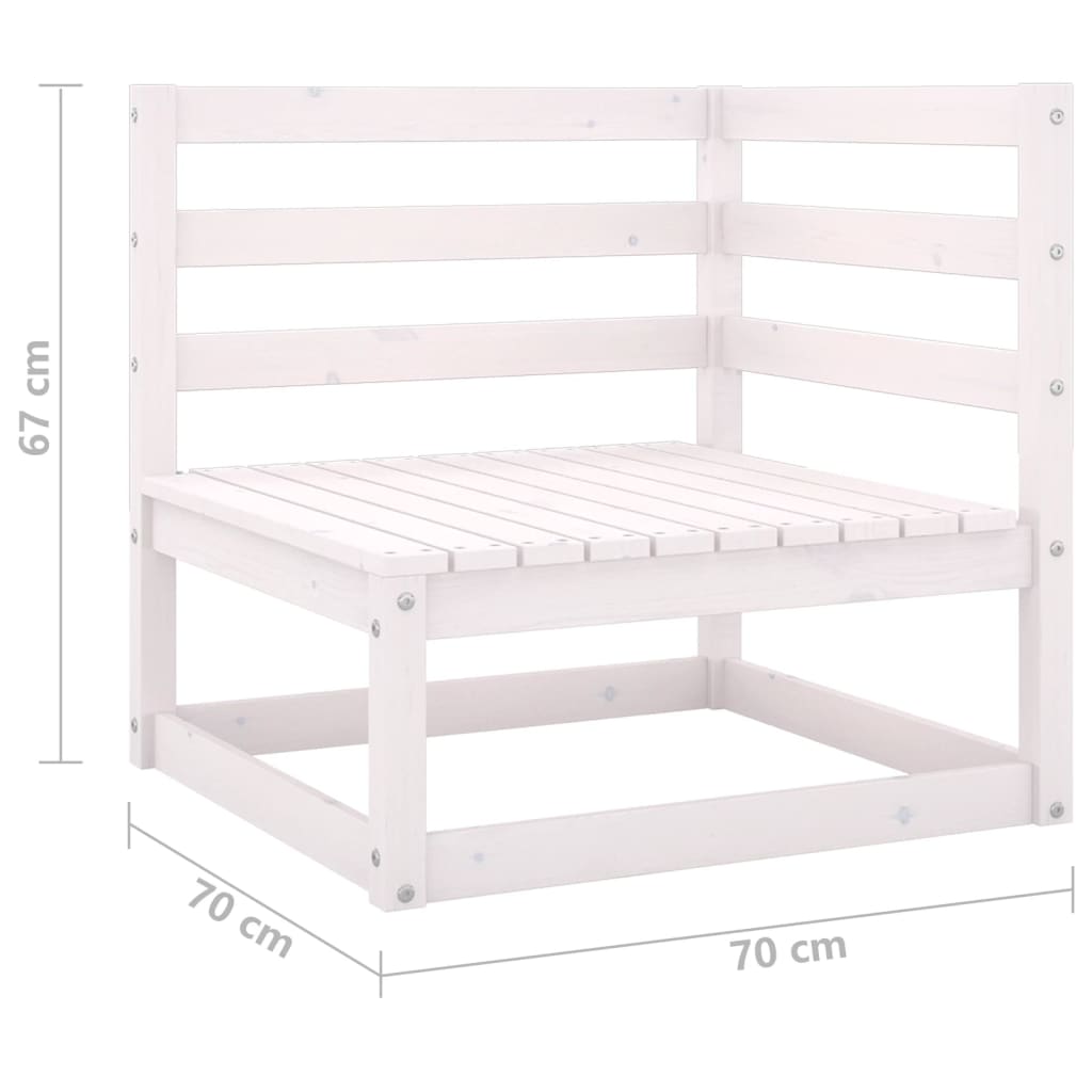 Set Divani da Giardino 3 pz Bianchi in Legno Massello di Pino