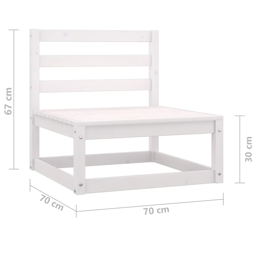 Set Divani da Giardino 3 pz Bianchi in Legno Massello di Pino